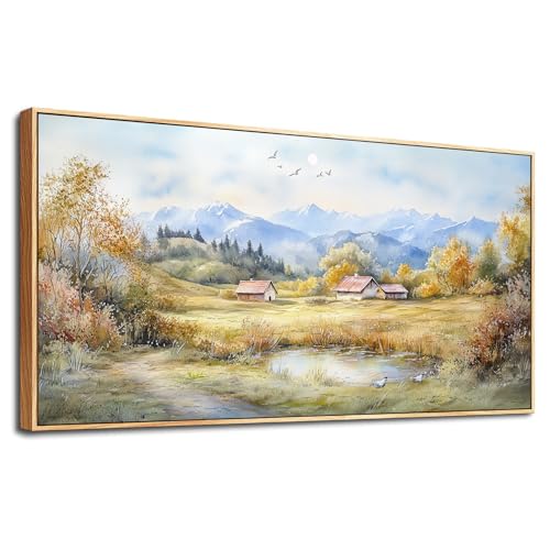Canvas Wall Art For Living Room Farmhouse Dining Room Home Wall Decor For Bedroom Office Wall Decoration Rural Landscape Painting Wood Frame Prints Pictures Artwork Aesthetics 20"x40"