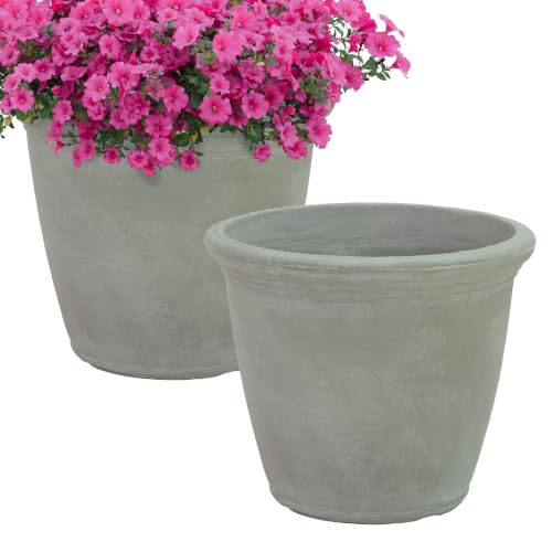 Sunnydaze Anjelica 15.25'' Large Plastic Planter Pot for Plants (2 Count)