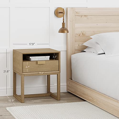 Harper Modern Nightstand Side Accent or End Table with Storage Drawer (2 Count)
