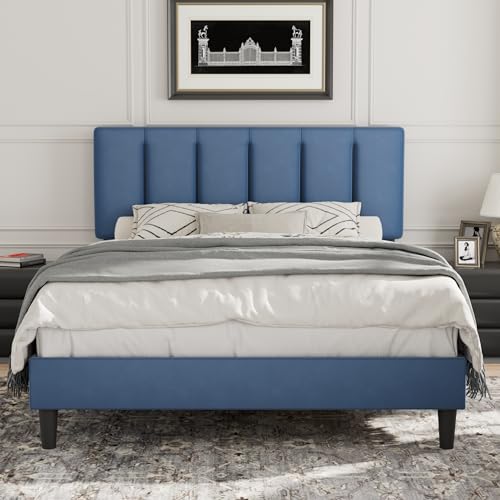 Queen Size Bed Frame with Upholstered Headboard
