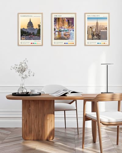 12x16IN Chicago Cityscape Framed Wall Art Urban Wall Decor 1Pack