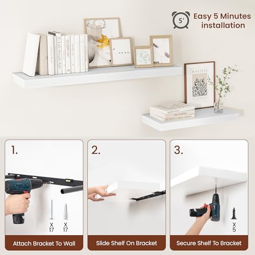 Deep Floating Shelves for Wall 16x12” Set of 2 (2 Count)