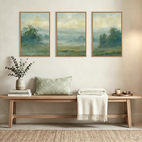 Green Abstract Minimalist Framed Canvas Wall Art