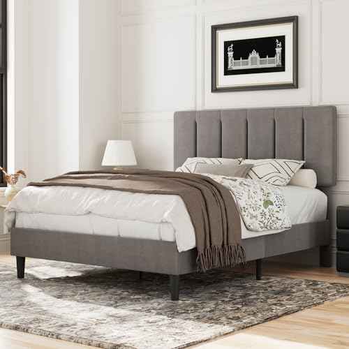 Full Size Bed Frame with Upholstered Headboard