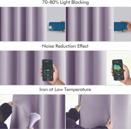 Lilac Back Tab Blackout Curtains 52x96 Inch Long 2 Panels Set (2 Count)