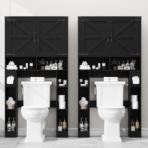 Storage Cabinet Over Toilet with 2 Barn Doors