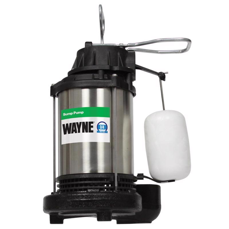 Wayne 3/4 HP 5490 gph Stainless Steel Vertical Float Switch AC Sump Pump 8 ft CDU980E