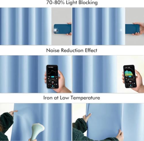 Sky Blue Back Tab Blackout Curtains 52x96 Inch Long 2 Panels Set (2 Count)