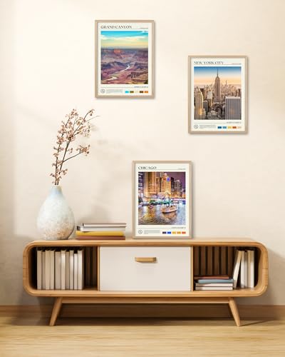 12x16IN Chicago Cityscape Framed Wall Art Urban Wall Decor 1Pack