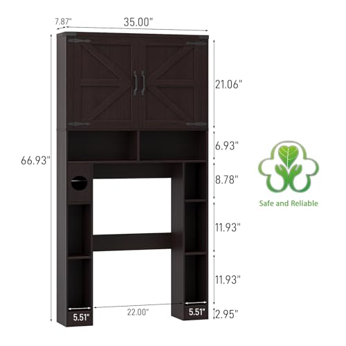 Home Space Saving Toilet Rack with 2 Barn Doors