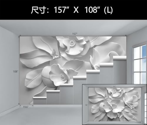 3D Gray Peony Floral Wallpaper Mural Peel and Stick for Bedroom