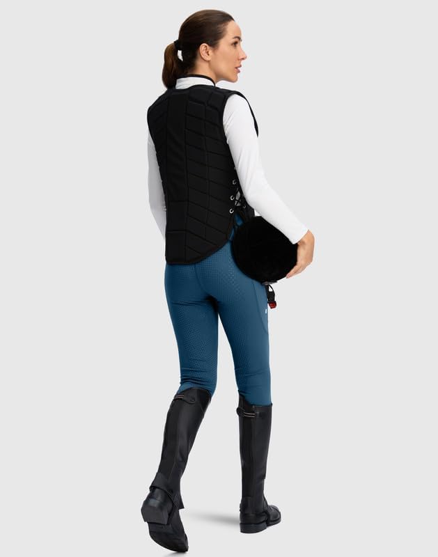 SANTINY Women's Horse Riding Pants Zipper Pockets Silicone Full-Seat Breeches Equestrian Schooling Tights for Women