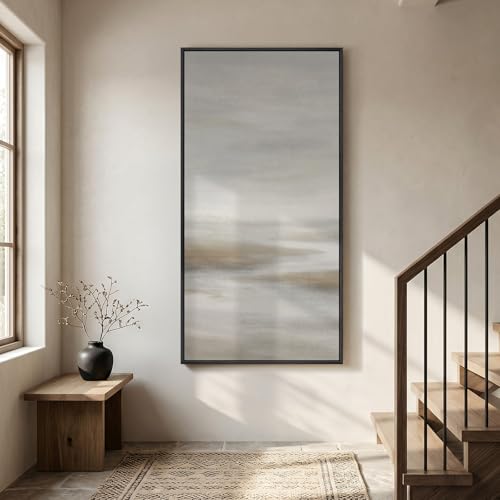 Large Framed Neutral Abstract Landscape Wall Art