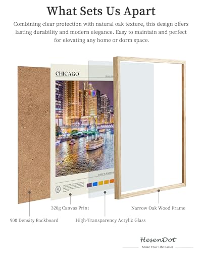 12x16IN Chicago Cityscape Framed Wall Art Urban Wall Decor 1Pack