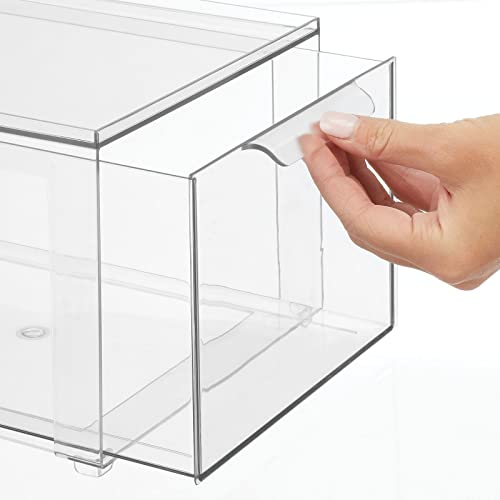 Plastic Stackable Bathroom Storage Organizer Bin with Pull Out Drawer for Cabinet (8 Count)