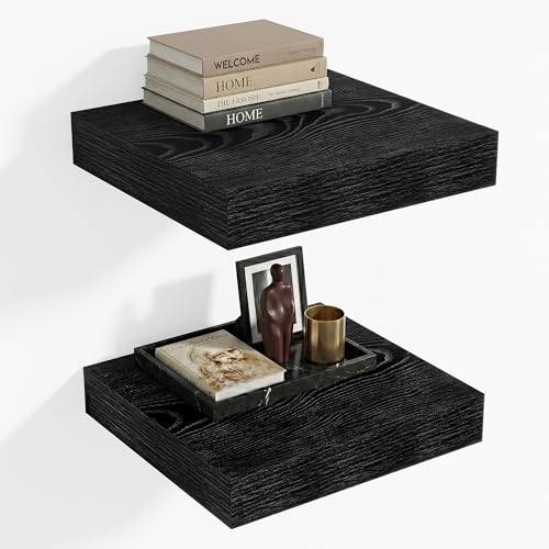 12 x 12 Deep Floating Shelves Wall Mounted Set of 2 Black (2 Count)
