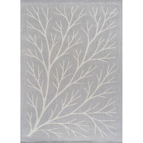 Washable Indoor Outdoor Rug 6x9 Modern Area Rugs Branch Pattern Non Shedding Waterproof Easy Clean Patio Deck Porch Living Room Bedroom Garden RV (54 Sq Ft)