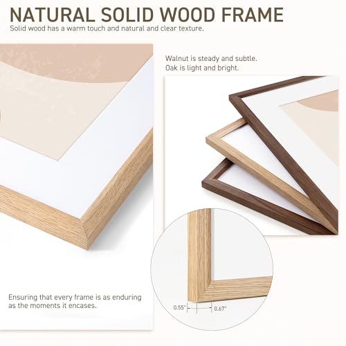 18x24 Poster Frame Natural Solid Oak Photo Frames with 16x20 Removable Mat Wall Hanging Large Handcrafted Frame with HD Plexiglass Wall and Tabletop Display Large Picture Frame