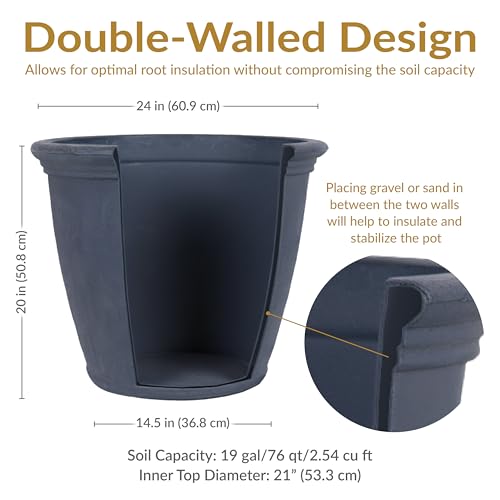Sunnydaze Anjelica 24'' Large Plastic Planter Pot for Plants (3 Count)