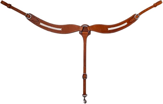 Western Horse Breast Collar - Hand-Tooled Leather Tack for Barrel Racing, Roping & Trail Riding - Durable Adjustable Fit - Rodeo & Show-Quality Equestrian Gear