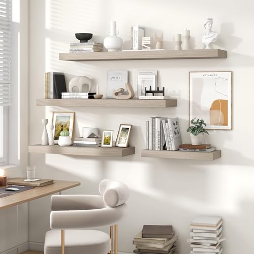 Floating Shelves 35.7" W x 10.3" D Grey Set of 1