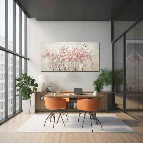 White Floral Oil Painting Canvas Art Wall Decor Modern Botanical Picture Graffiti Wall Art for Bedroom Living Room Kitchen Office 24" x 48"