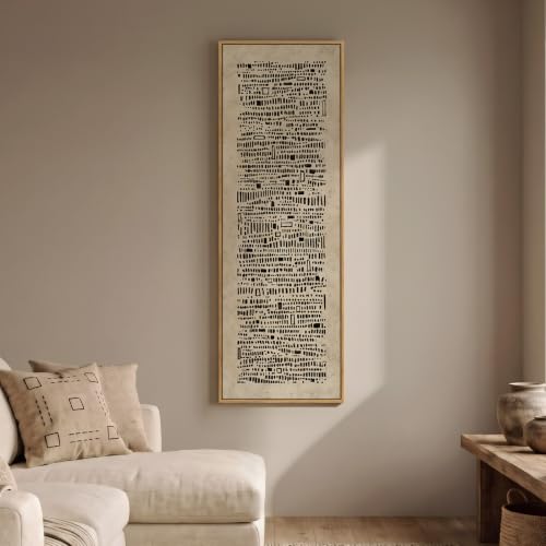 Large Framed Neutral Brown and Black Abstract Wall Art
