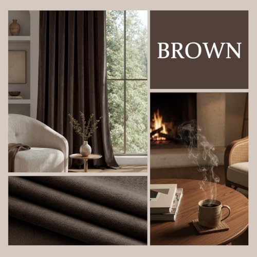 Brown Blackout Velvet Curtains Drapes 84 Inch Long 52"x84" Bedroom (2 Count)