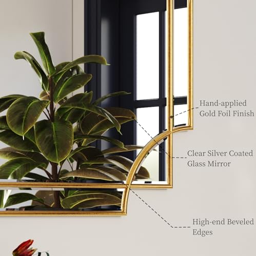 20"x30" Gold Foil Scalloped Edge Decorative Vanity Wall Mirror