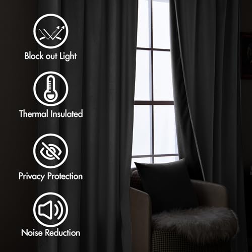 Grey Velvet Pinch Pleat Blackout Curtains W52 X L108 Inches (2 Count)