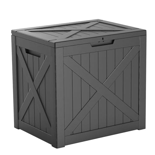 33 Gallon Deck Boxes Resin Outdoor Storage Box UV Resistant Outside Deck Box with Lockable Lid for Patio Furniture