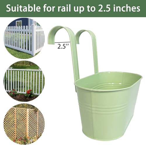 6 Pack 10" Balcony Hanging Metal Fence Planters Flower Pots (6 Count)