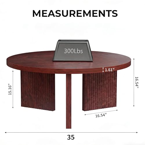 35" Wooden Round Coffee Table