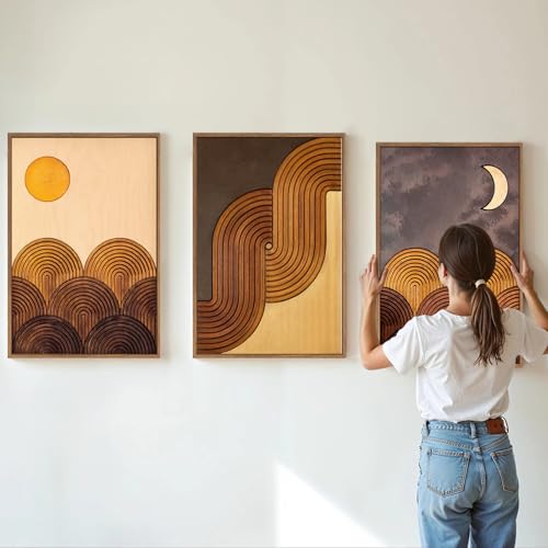 Mid Century Modern Framed Canvas Wall Art Set