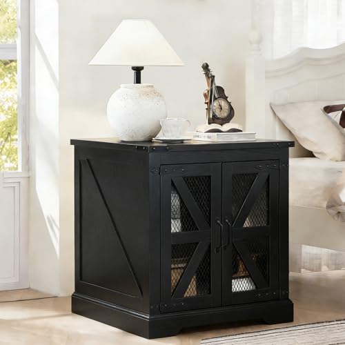 Farmhouse End Table Set of 2 with Charging Station