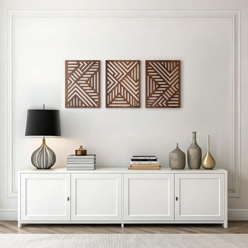 Modern Wooden Wall Sculptures (3 Count)
