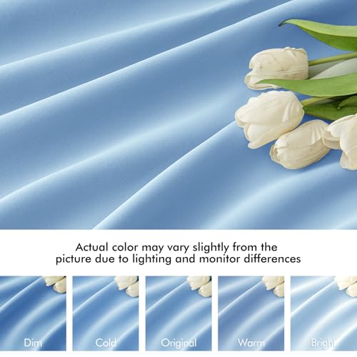 Sky Blue Back Tab Blackout Curtains 52x102 Inch Long 2 Panels Set (2 Count)