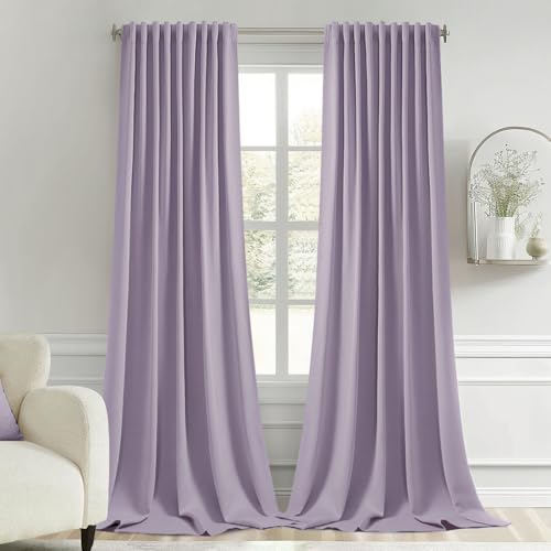 Lilac Back Tab Blackout Curtains 52x120 Inch Long 2 Panels Set (2 Count)