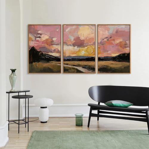 Abstract Sunset Cloudscape Framed Canvas Wall Art Set