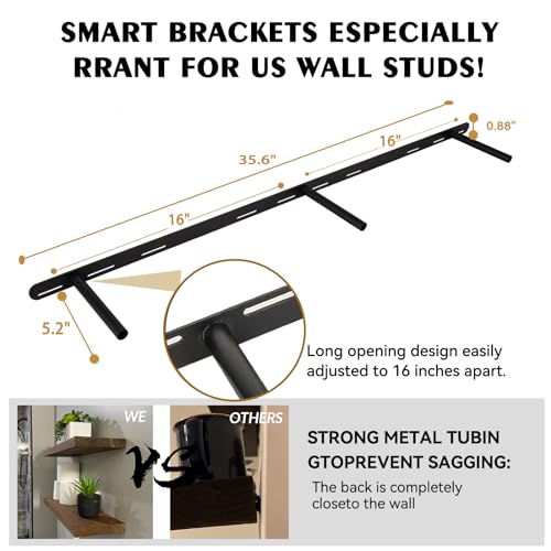Wood Floating Shelves for Wall 60 inch Set of 2 (2 Count)