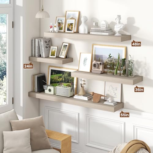 Floating Shelves 47.2" W x 10.3" D Grey Set of 2 (2 Count)