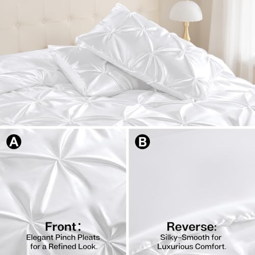 Satin Full Size Comforter Set White