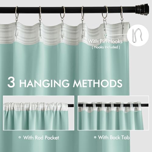 Aqua Back Tab Blackout Curtains 52x102 Inch Long 2 Panels Set (2 Count)