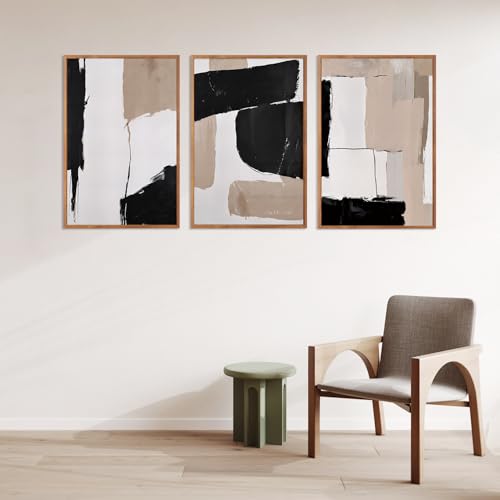Large Abstract Neutral Framed Canvas Wall Art