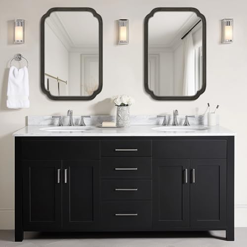 20" x 30" Rounded Corner Arch Wall Mirror with Wood Frame for Entryway