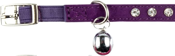 Rhinestone Cat Collar Breakaway with Bell, Diamond Cat Collar with Safety Buckle Quick Release for Girl Boy Small Kitten Pets Puppy,Cute Soft Cat Collars, Color Diamond Purple 8-10.5"