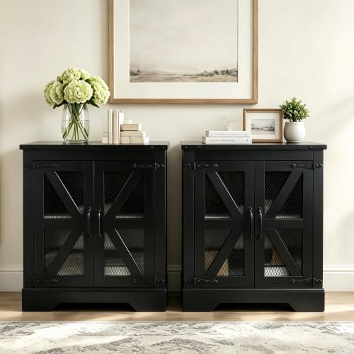 Farmhouse End Table Set of 2 with Charging Station