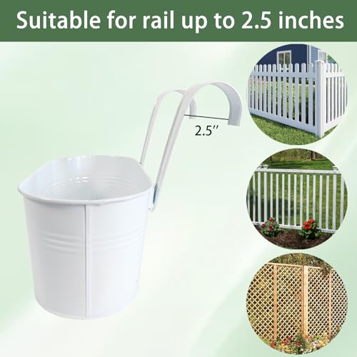 8 Pack 10" Metal Hanging Fence Planter Outdoor with Detachable Hooks (8 Count)