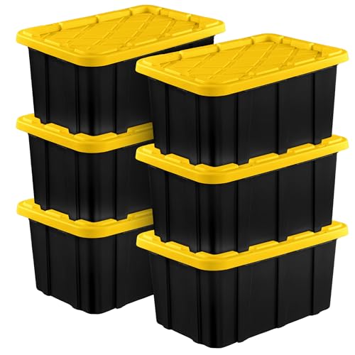 Industrial Storage Tote with Lids for Garage (6 Count)