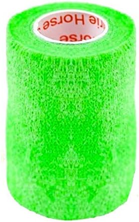 Vet Wrap Tape (Neon Green) (2 Pack) (3 Inch x 15 feet) Self Adhesive Adherent Adhering Cohesive Flex Self Stick Bandage Grip Roll Dog Cat Pet Horse